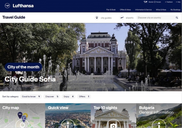 LUFTHANSA PROCLAIMED SOFIA CITY OF THE MONTH